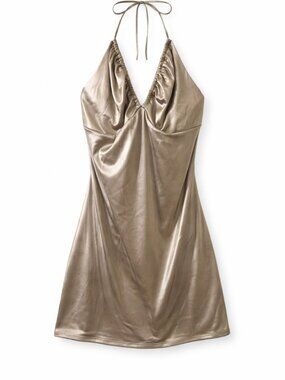 🦋 2/30 Garage Taupe Satin Tie Front Slip Dress XL